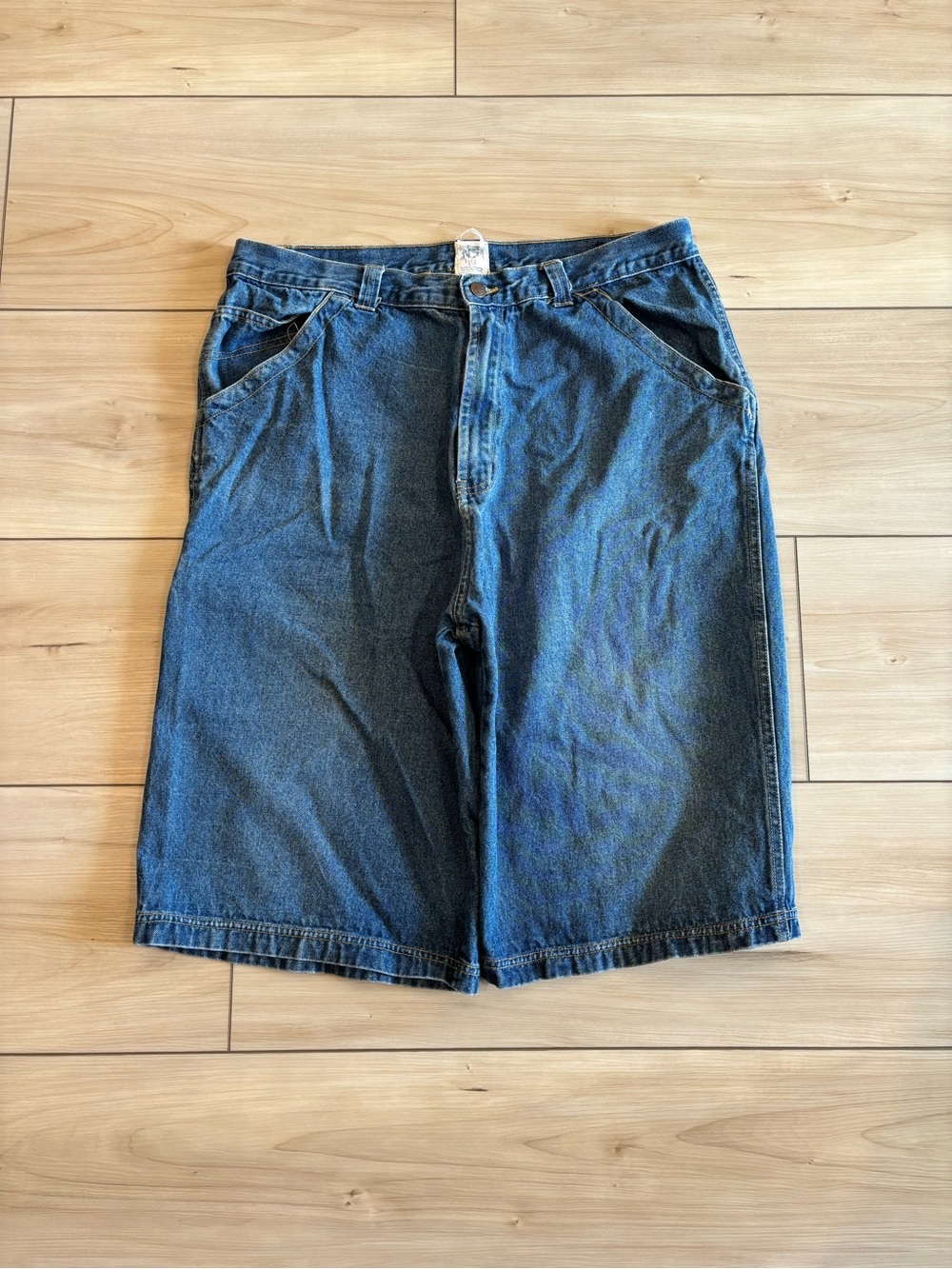 MSI y2k Men's vintage baggy skater Blue Denim carpenter Jean Shorts streetwear